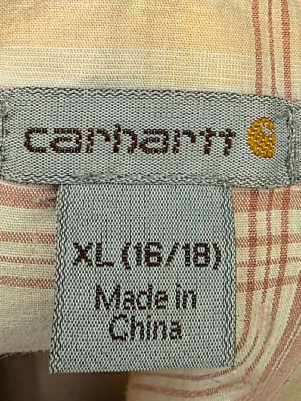 Carhartt Women's Plaid Button-Up Shirt - Peach/Coral & White - Size XL (16/18) - Picture 5 of 10